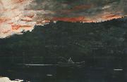 Winslow Homer Sunrise,Fishing in the Adirondacks (mk44) oil painting